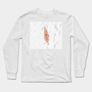 Rose gold feather on marble Long Sleeve T-Shirt